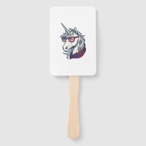 Patriotic Unicorn Flag Sunglasses Vintage Vector_1 Hand Fan