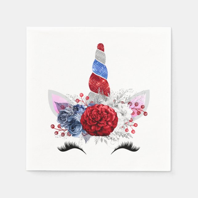 Patriotic Unicorn Napkins (Front)