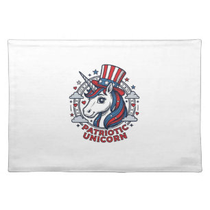 Patriotic Unicorn Vintage Engraving Graphic_1 Cloth Placemat