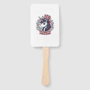 Patriotic Unicorn Vintage Engraving Graphic_1 Hand Fan