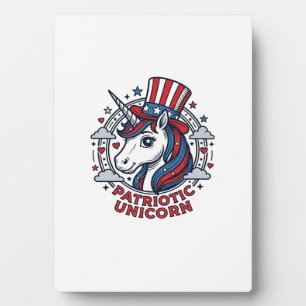 Patriotic Unicorn Vintage Engraving Graphic_1 Plaque