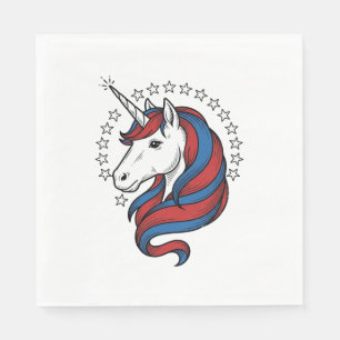 Patriotic Unicorn Vintage Engraving Vector Design_ Napkins