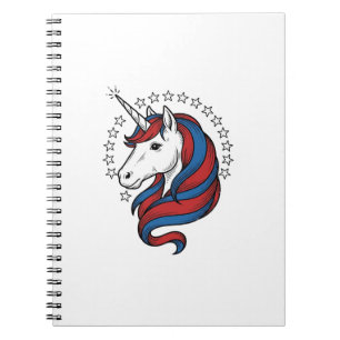 Patriotic Unicorn Vintage Engraving Vector Design_ Notebook