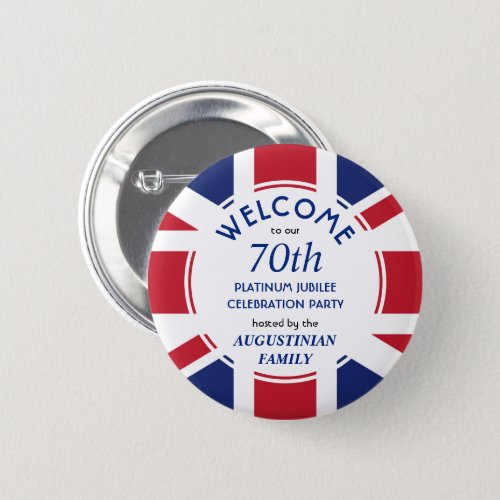 Patriotic UNION JACK 70th Platinum Jubilee Button