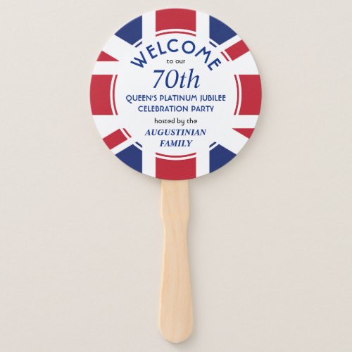 Patriotic UNION JACK 70th Queens Platinum Jubilee Hand Fan