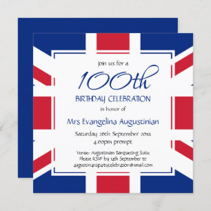 Patriotic   UNION JACK Custom   ANY AGE Birthday Invitation