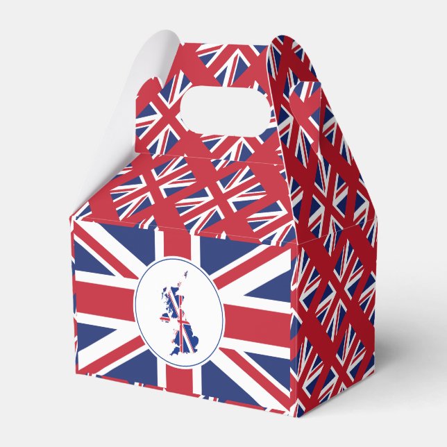 Patriotic | UNION JACK | Great Britain Red Favor Boxes (Front Side)