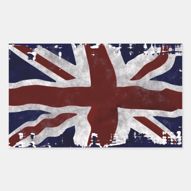 Patriotic Union Jack, UK Union Flag Rectangular Sticker (Front)