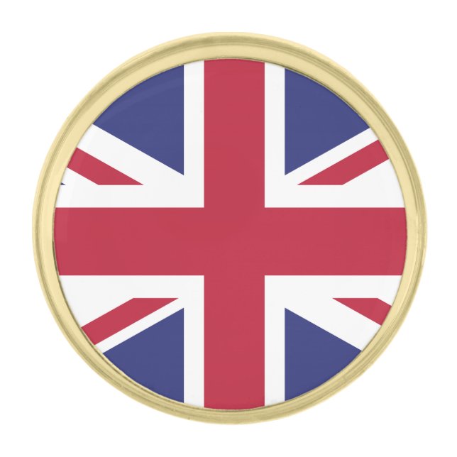 Patriotic United Kingdom Flag Gold Finish Lapel Pin (Front)