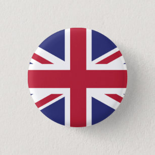Patriotic United Kingdom Flag Pinback Button