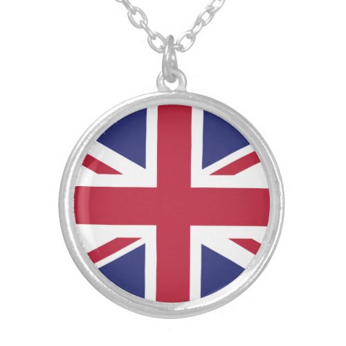 Patriotic United Kingdom Flag Silver Plated Necklace
