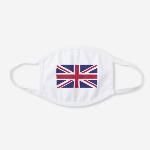 Patriotic United Kingdom Flag White Cotton Face Mask
