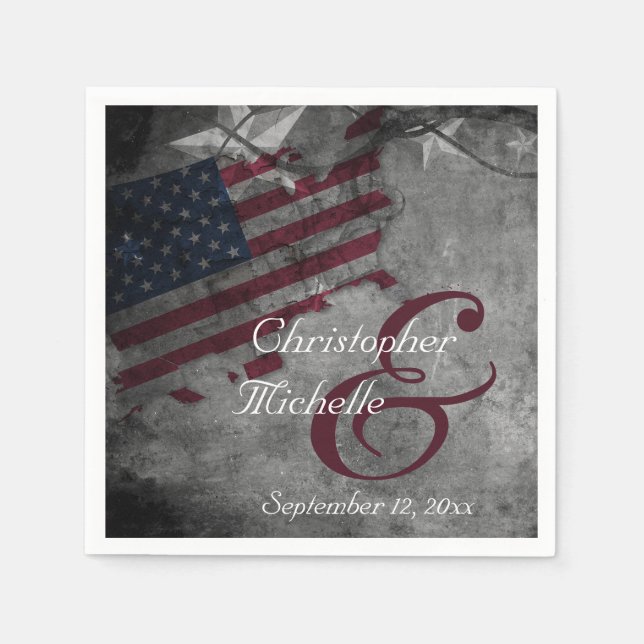 Patriotic United States American Flag Wedding Napkins (Front)