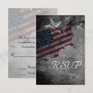 Patriotic United States American Flag Wedding RSVP Card