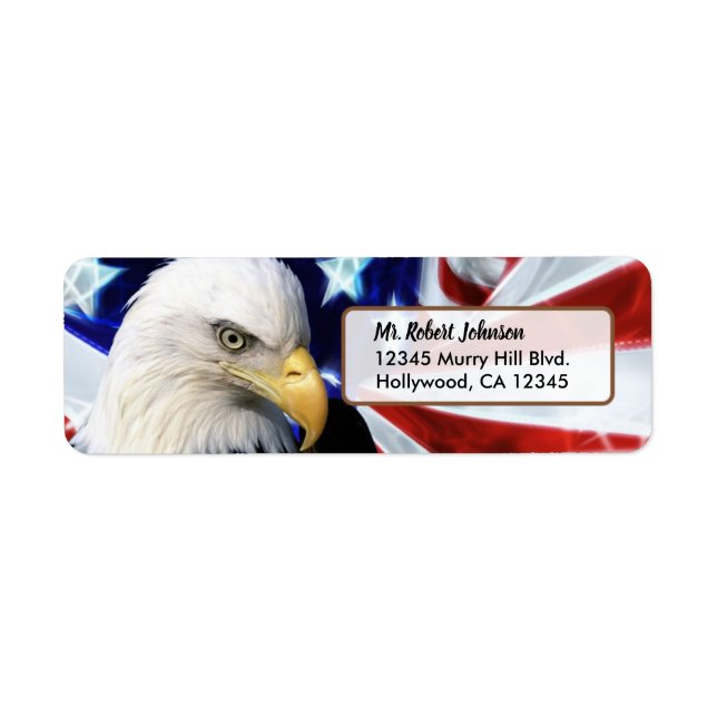 Patriotic United States Bald Eagle Label (Front)