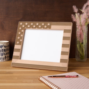 Patriotic United States of America flag landscape Engraved Frames