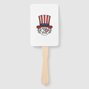 Patriotic Upside Down Top Hat Cartoon Face Vintage Hand Fan