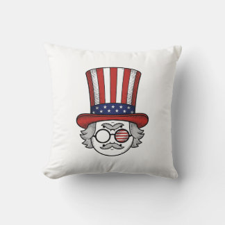 Patriotic Upside Down Top Hat Cartoon Face Vintage Throw Pillow