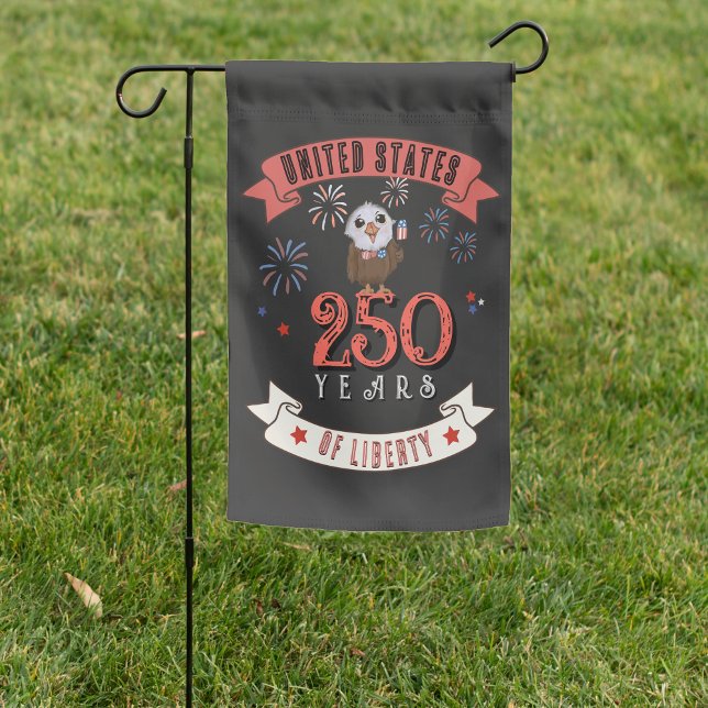 Patriotic US 250 Years of Liberty Cartoon Eagle  Garden Flag (Patriotic US 250 Years of Liberty Cartoon Eagle Garden Flag)