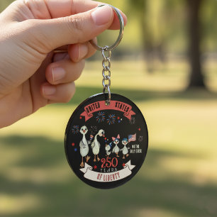 Patriotic US 250 Years of Liberty Silly Geese Keychain
