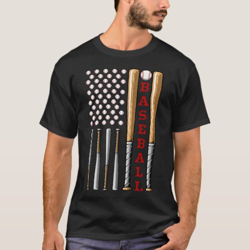 Patriotic Us American Baseball Flag Baseball Flag T_Shirt