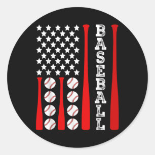 Patriotic Us American Baseball Flag - Vintage Base Classic Round Sticker