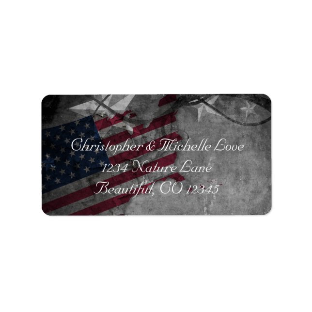 Patriotic US American Flag and Stars Address Label (Front)