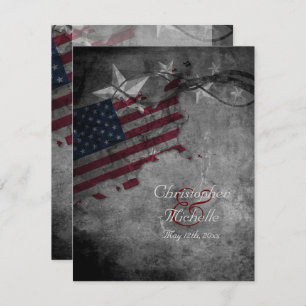 Patriotic US American Flag and Stars Wedding Invitation
