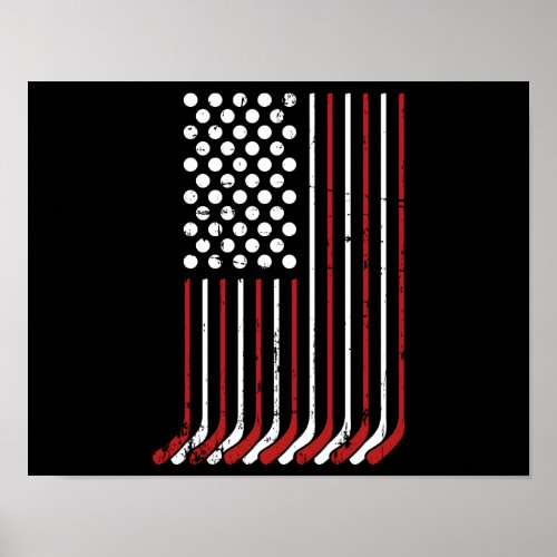 Patriotic US american hockey sticks stars stripes Poster