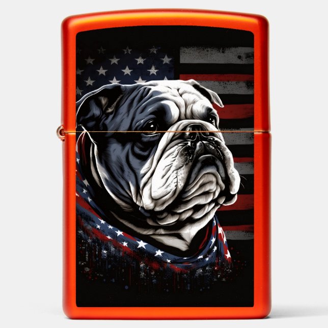 Patriotic US Bulldog- The American Flag Zippo Lighter (Front)