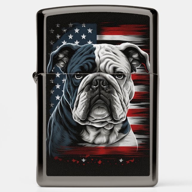Patriotic US Bulldog- The American Flag Zippo Lighter (Front)