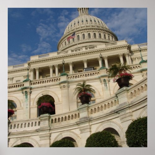 Patriotic US Capitol Building Poster