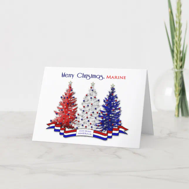 PATRIOTIC US CHRISTMAS, Marine, Marines Holiday Card | Zazzle
