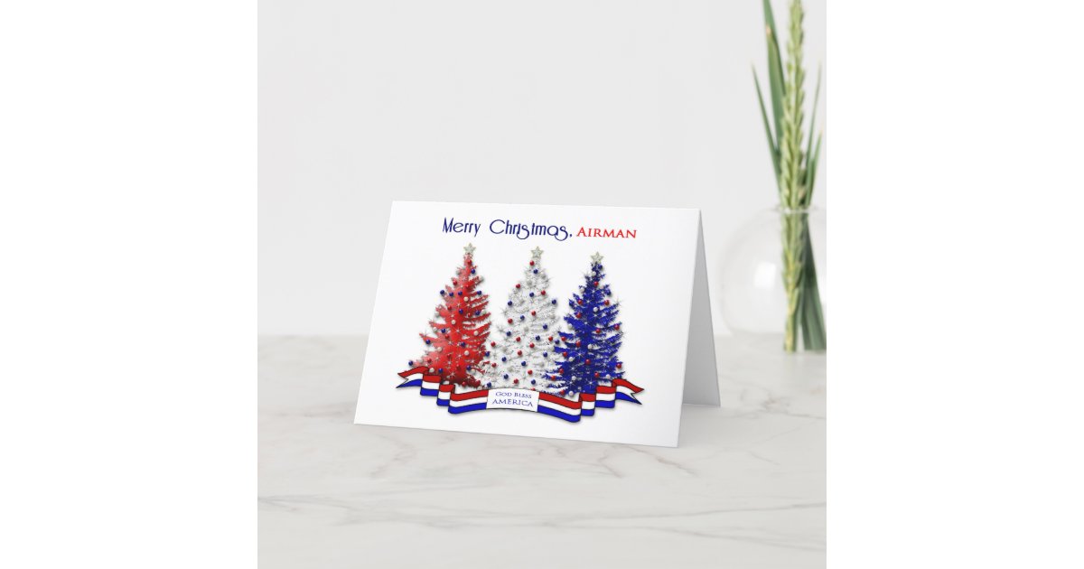 PATRIOTIC US CHRISTMAS Military, AIRMAN, AIRFORCE Holiday Card