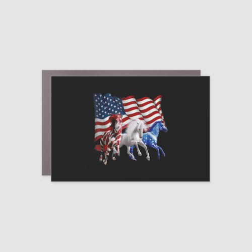 Patriotic US Flag 4th Of July Horse Lovers Car Magnet
