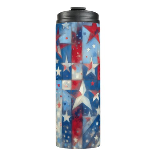 Patriotic US Flag Abstract Art Thermal Tumbler