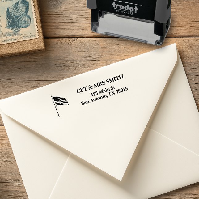 Patriotic US Flag Address Self-inking Stamp (US Flag Return Address Stamp)