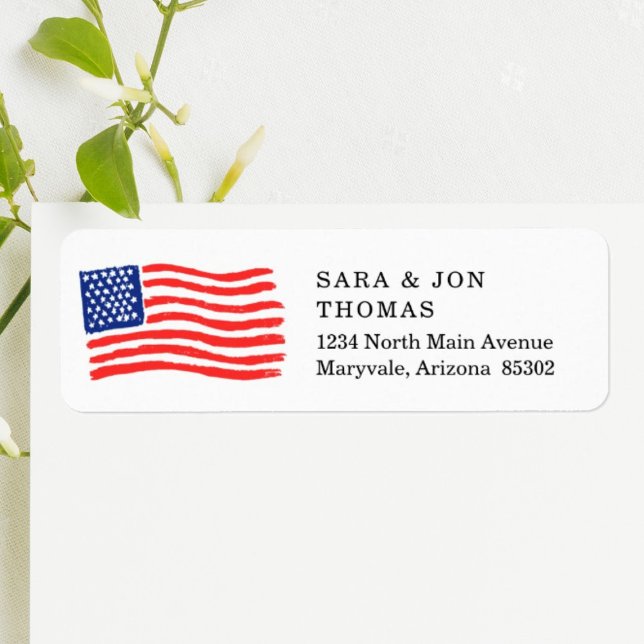 Patriotic US Flag American 4th July Return Address Label (Creator Uploaded)