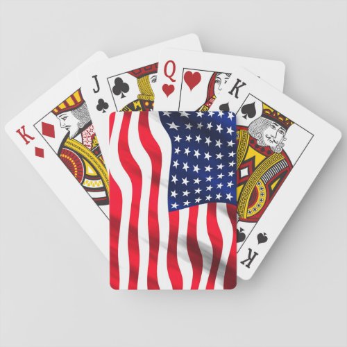 Patriotic US Flag American Flag Blue White Red Playing Cards