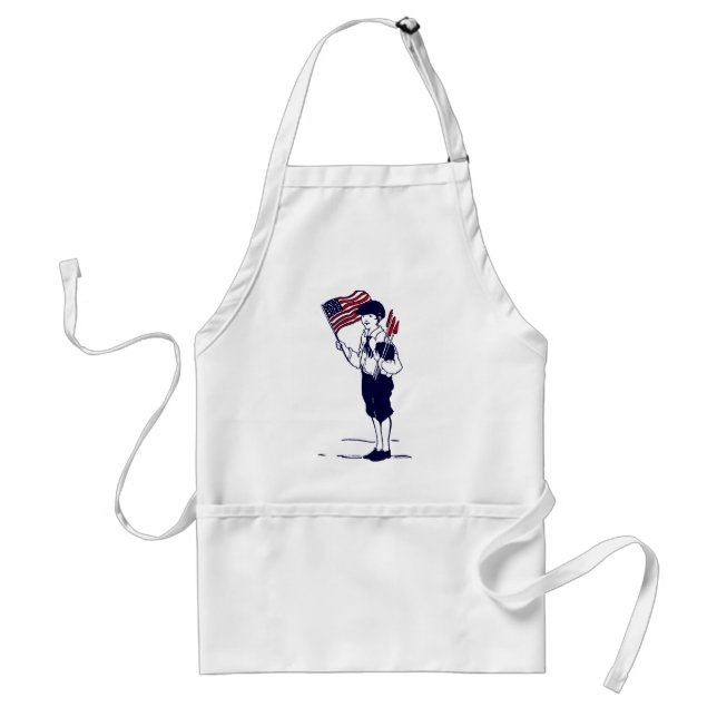 Patriotic US Flag and Fireworks Boy Adult Apron (Front)