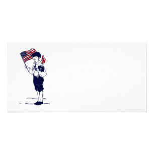Patriotic US Flag and Fireworks Boy Card