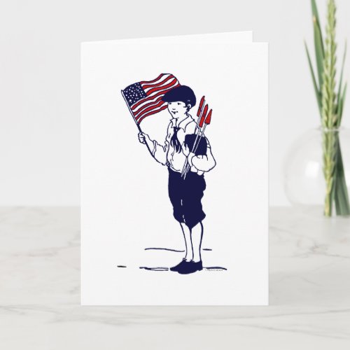 Patriotic US Flag and Fireworks Boy Card