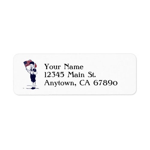 Patriotic US Flag and Fireworks Boy Custom Address Label