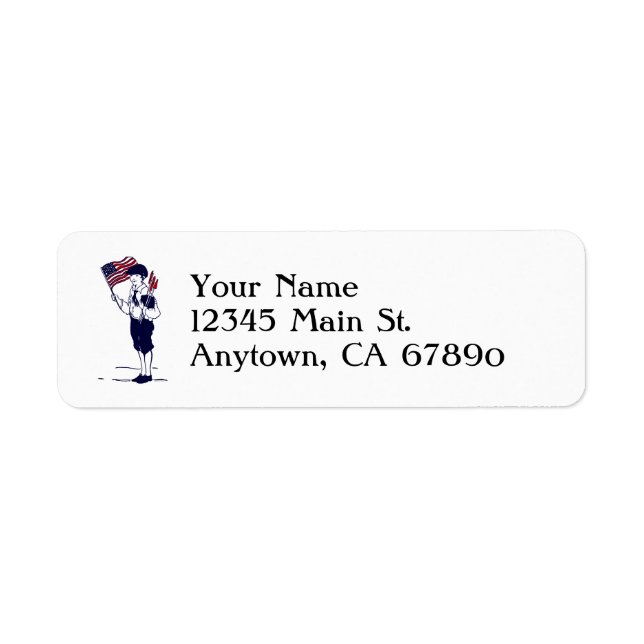 Patriotic US Flag and Fireworks Boy Custom Address Label (Front)