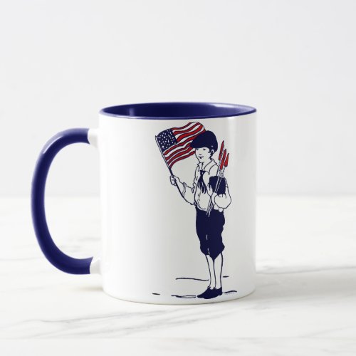 Patriotic US Flag and Fireworks Boy Mug