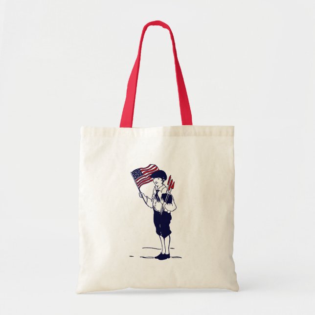 Patriotic US Flag and Fireworks Boy Tote Bag (Front)