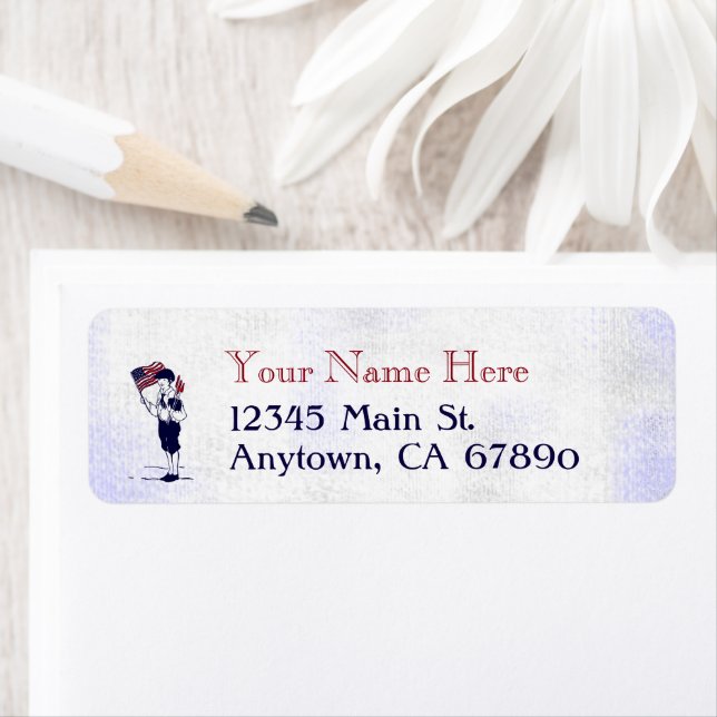 Patriotic US Flag and Fireworks Custom Address Label (Insitu)
