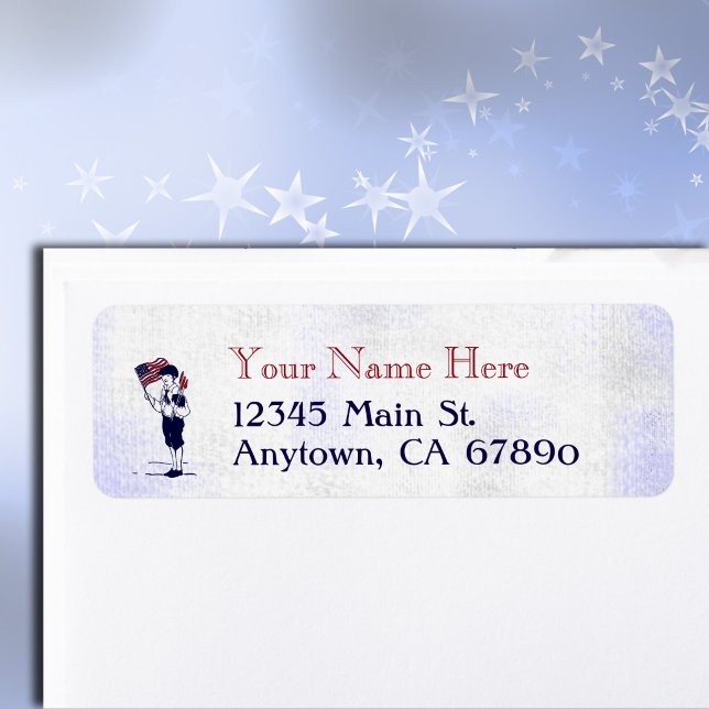 Patriotic US Flag and Fireworks Custom Address Label (Americana vintage fireworks and flag editable address label)