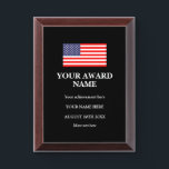 Patriotic US flag award plaque for achievement<br><div class="desc">Patriotic US flag award plaque for achievement. Custom award plaques for achievements, jobs well done, graduations and more. Congratulate best friends, company colleagues, staff, personnel, office boss, co workers, corporate employees, teachers, coaches, nurses, business partners, boss, manager, president, ceo, restaurant owner, family and others with this personalized award. Add your...</div>