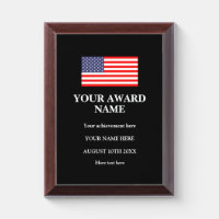 Patriotic US flag award plaque for achievement